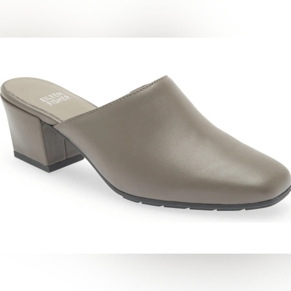 Eileen Fisher Women's Gray Leather Mules